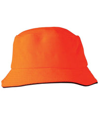 Pique mesh with sandwich trim bucket hat thumbnail 2 pique mesh with sandwich trim bucket hat - madhats.com.au