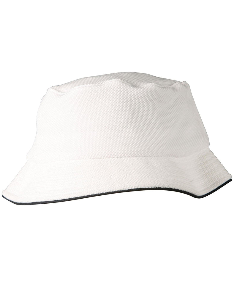 Pique mesh with sandwich trim bucket hat - madhats.com.au
