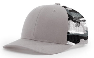 
            
                Load image into Gallery viewer, Richardson 6 Panel Trucker Printed Camo Mesh Back -Printed caps
            
        