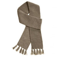 Ruga Knit Scarf in Grey or Taupe with Tassel Accents thumbnail 1