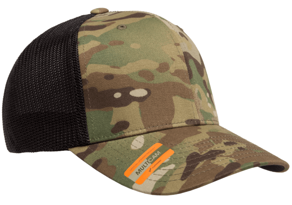 
            
                Load image into Gallery viewer, Yupoong Flexfit MultiCam Cotton Camo Trucker Mesh - madhats.com.au
            
        