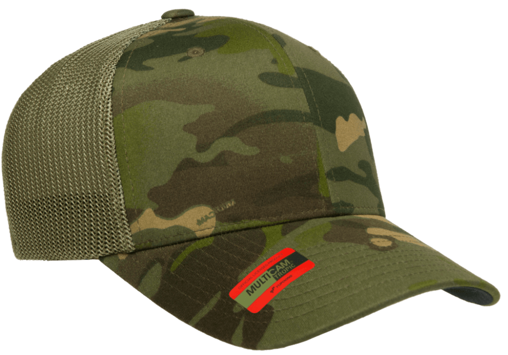 Yupoong Flexfit MultiCam Cotton Camo Trucker Mesh - madhats.com.au